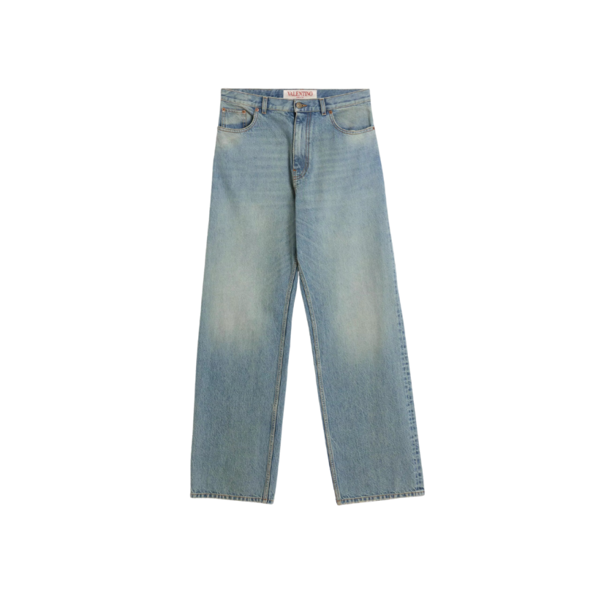 Pantalon Jean VALENTINO large denim bleu clair 5 poches