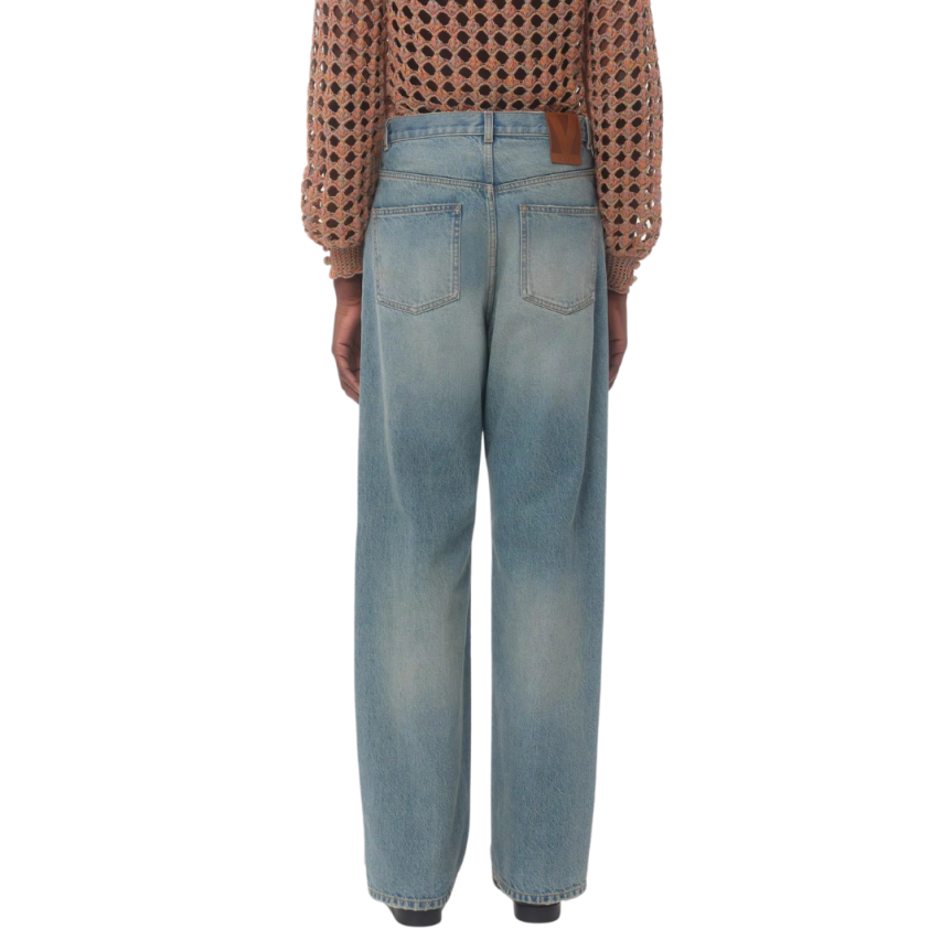 Pantalon Jean VALENTINO large denim bleu clair 5 poches