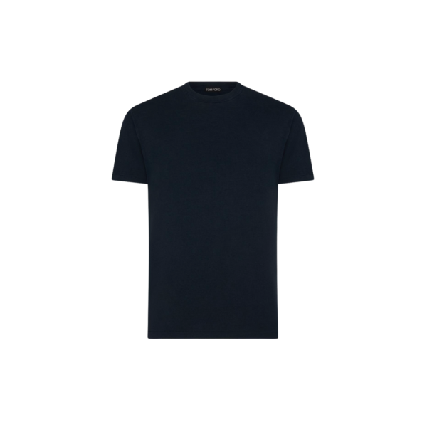T-shirt TOM FORD manche courte col rond coton lyocell bleu marine