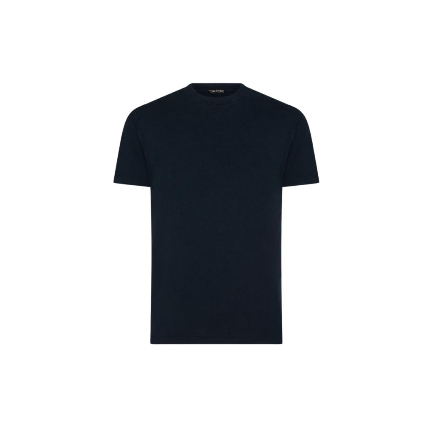 T-shirt TOM FORD manche courte col rond coton lyocell bleu marine