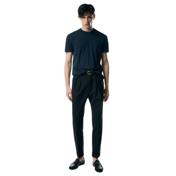 T-shirt TOM FORD manche courte col rond coton lyocell bleu marine