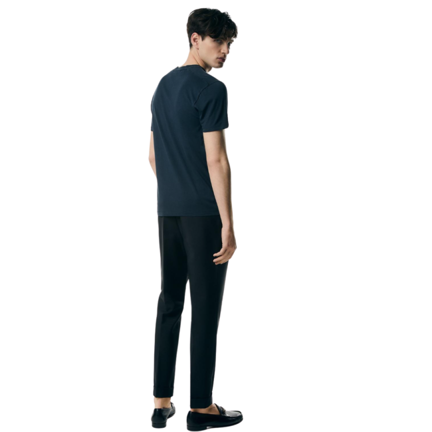 T-shirt TOM FORD manche courte col rond coton lyocell bleu marine