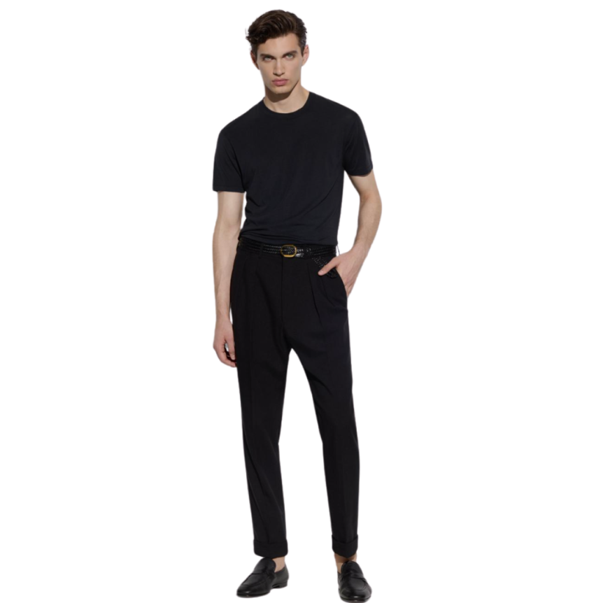 T-shirt TOM FORD manche courte col rond coton lyocell noir