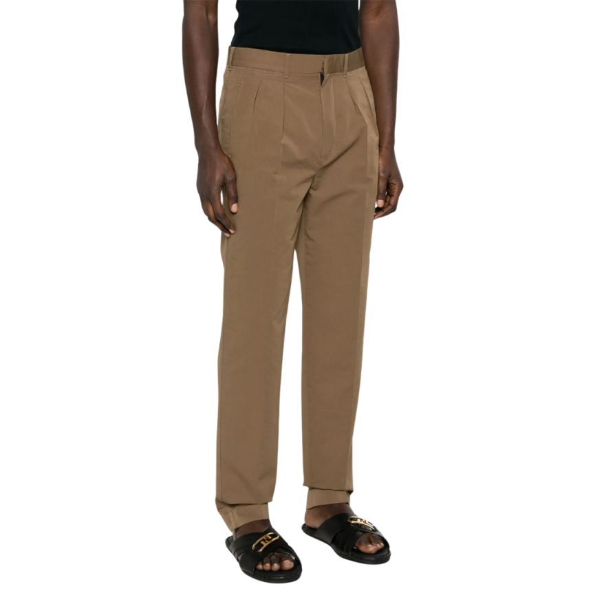 Pantalon TOM FORD 2 poches coton soie tabac revers bas