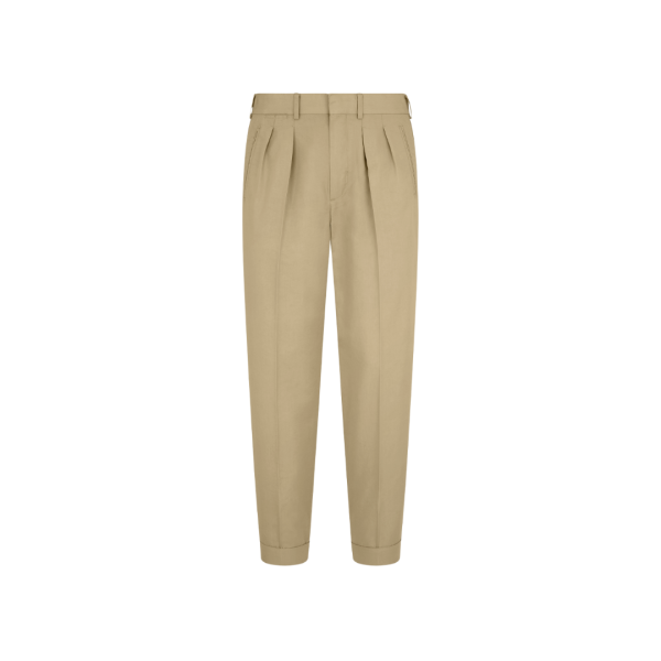 Pantalon TOM FORD 2 poches coton soie beige revers bas