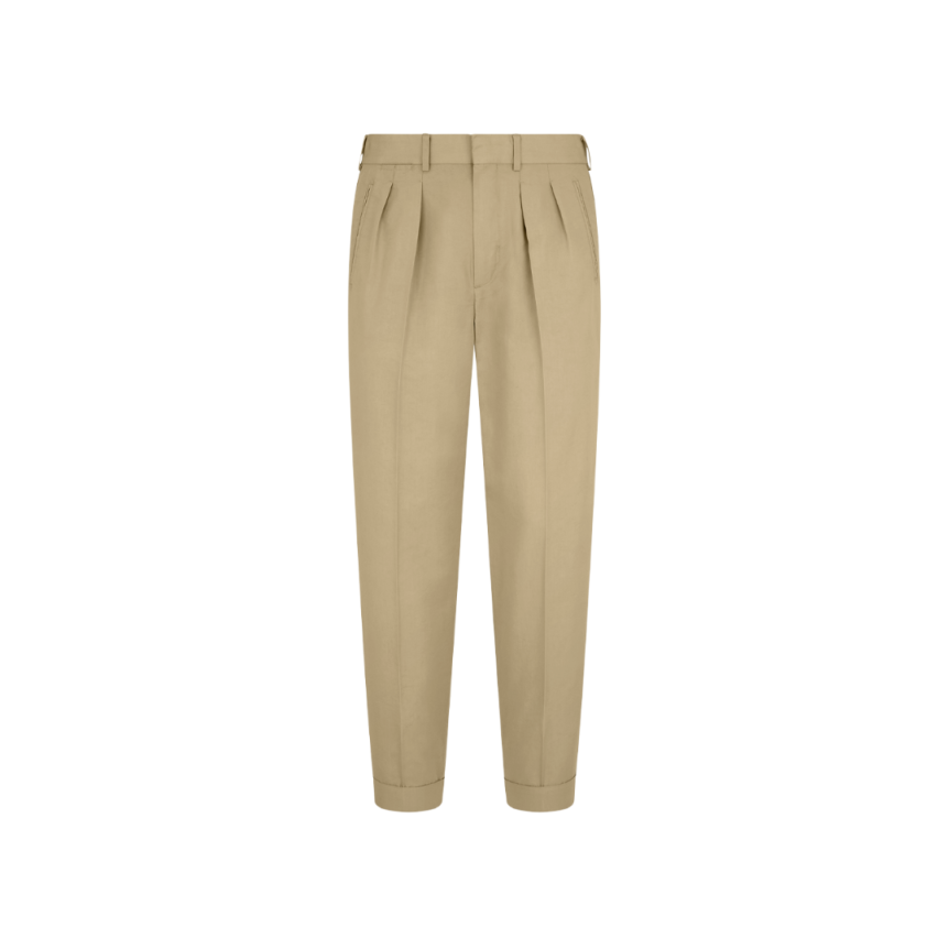 Pantalon TOM FORD 2 poches coton soie beige revers bas