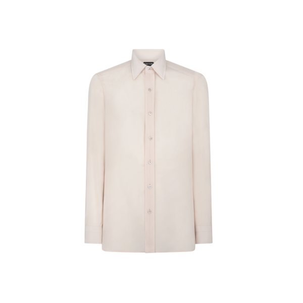 Chemise TOM FORD col italien popeline soie ivoire rosé