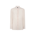 Chemise col italien popeline soie ivoire rosé