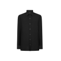 Chemise col italien popeline soie noire