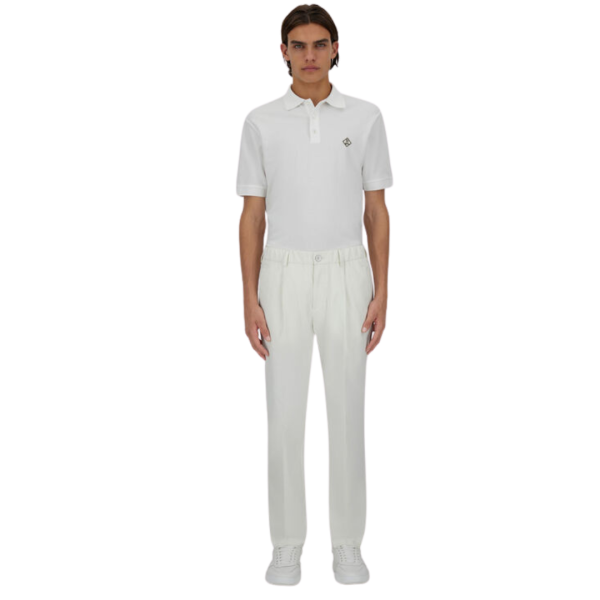 Pantalon HERNO twill coton stretch blanc taille elastique