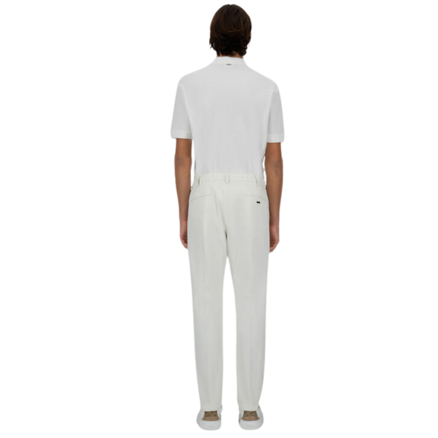 Pantalon HERNO twill coton stretch blanc taille elastique