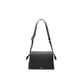 Sac bandoulière Flamenco Satchel cuir veau brillant souple noir