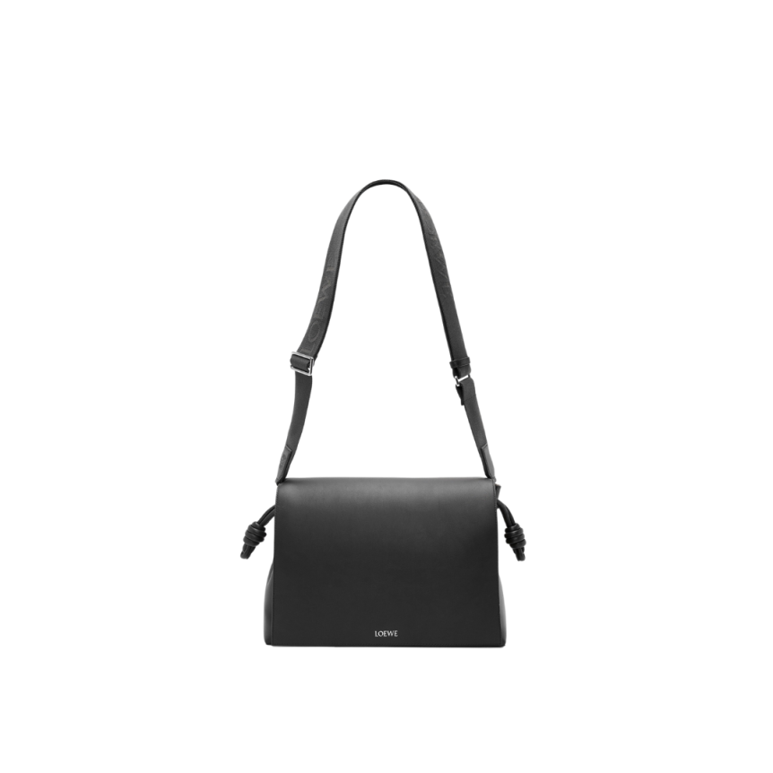 Sac bandoulière LOEWE Flamenco Satchel cuir veau brillant souple noir