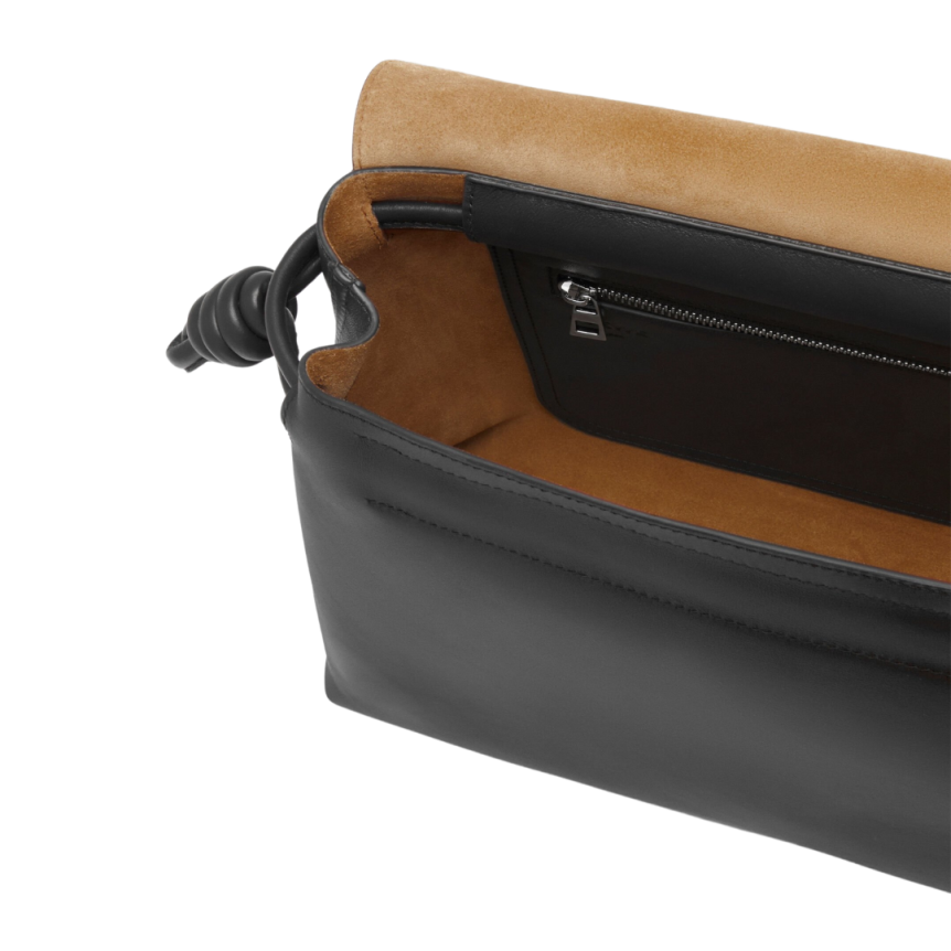 Sac bandoulière LOEWE Flamenco Satchel cuir veau brillant souple noir