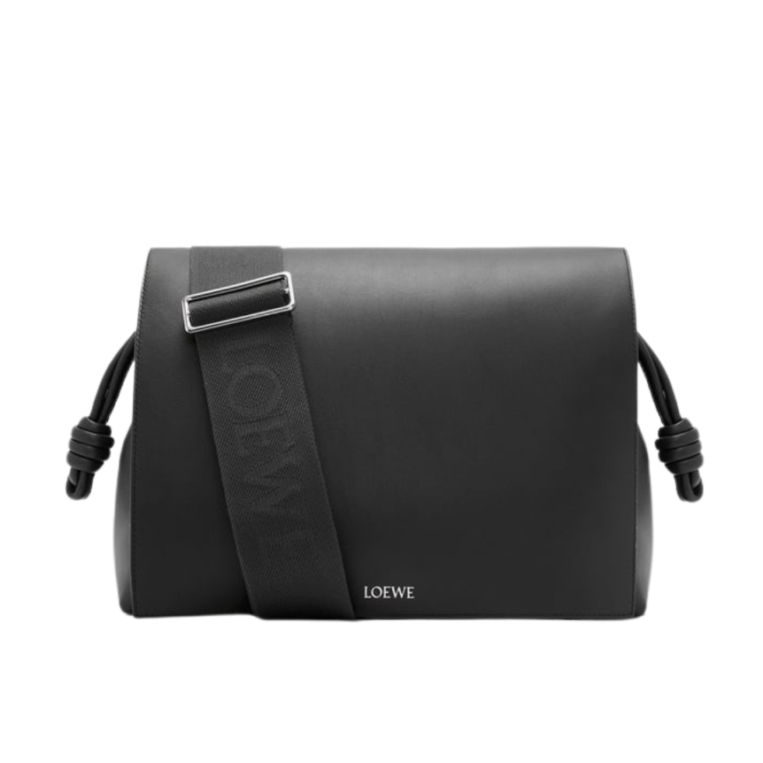 Sac bandoulière LOEWE Flamenco Satchel cuir veau brillant souple noir