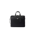 Cartable Briefcase Re nylon Cuir Saffiano noir logo triangle métal
