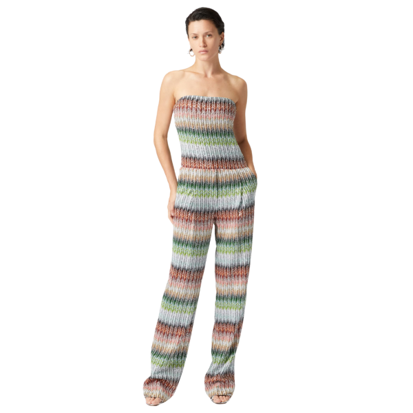 Combinaison bustier pantalon MISSONI viscose zigzag sequins vert orange