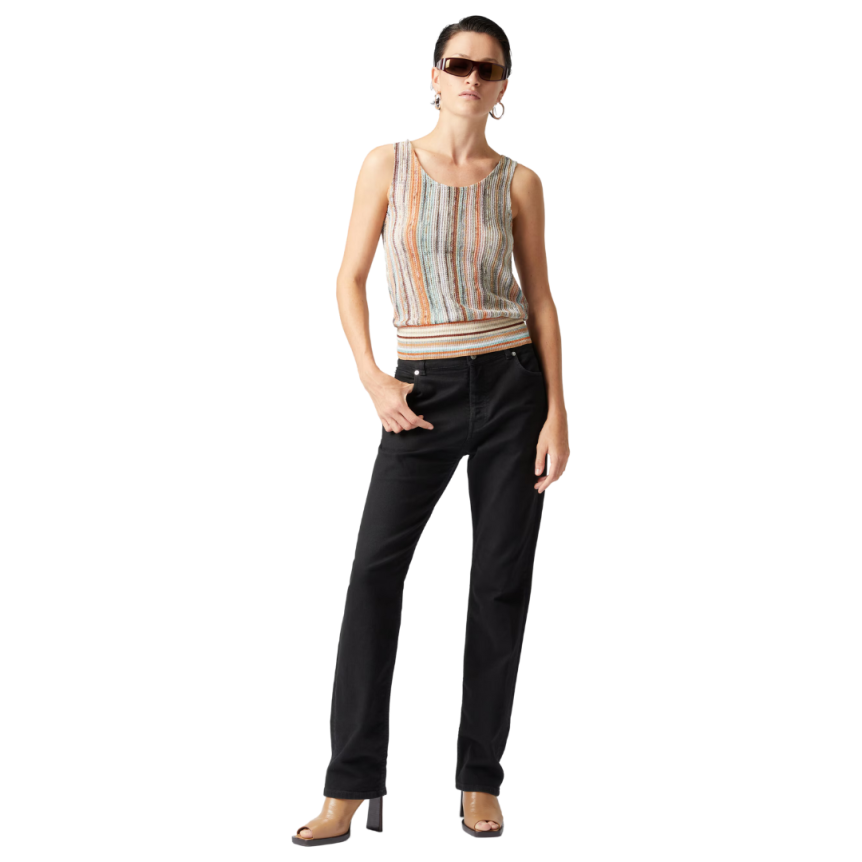 Top débardeur MISSONI viscose flammé rayure orange sequins