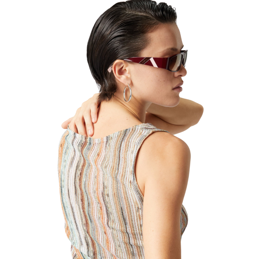 Top débardeur MISSONI viscose flammé rayure orange sequins