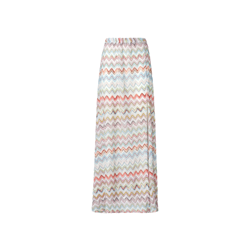 Jupe longue fendue MISSONI viscose zigzag 3D multicolore