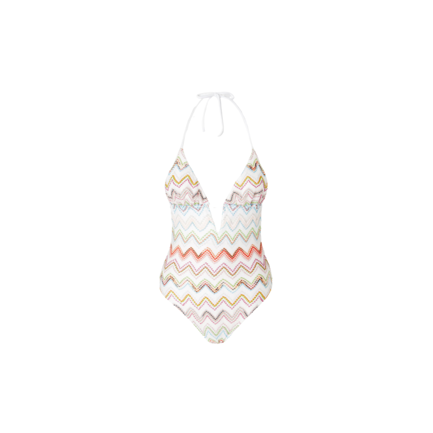 Maillot de bain une pièce MISSONI viscose lamé zigzag 3D multicolore