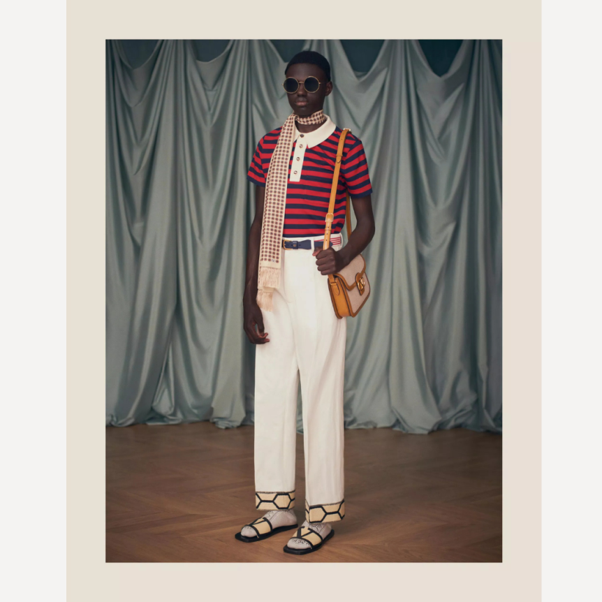 Pantalon large VALENTINO coton lin écru ourlet jacquard