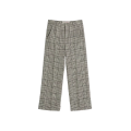 Pantalon à revers laine vierge carreaux pied-de-poule