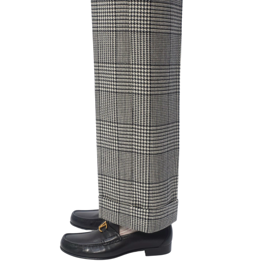 Pantalon à revers VALENTINO laine vierge carreaux pied-de-poule