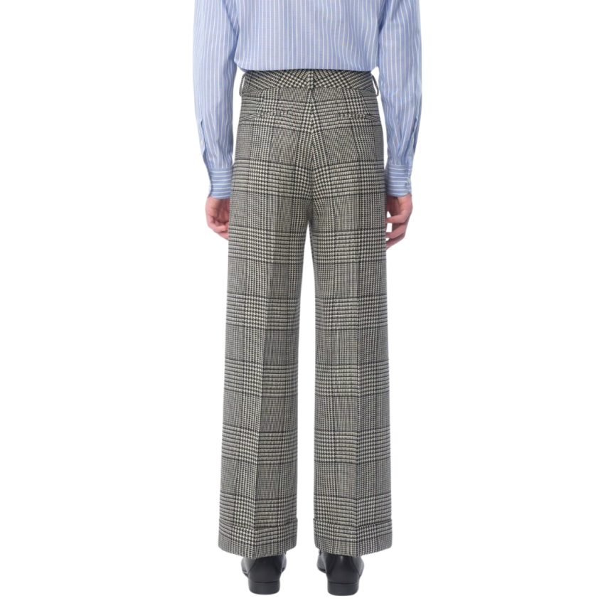 Pantalon à revers VALENTINO laine vierge carreaux pied-de-poule