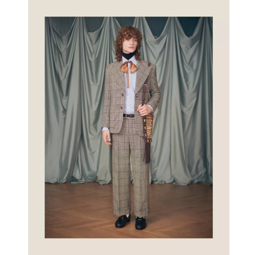 Pantalon à revers VALENTINO laine vierge carreaux pied-de-poule