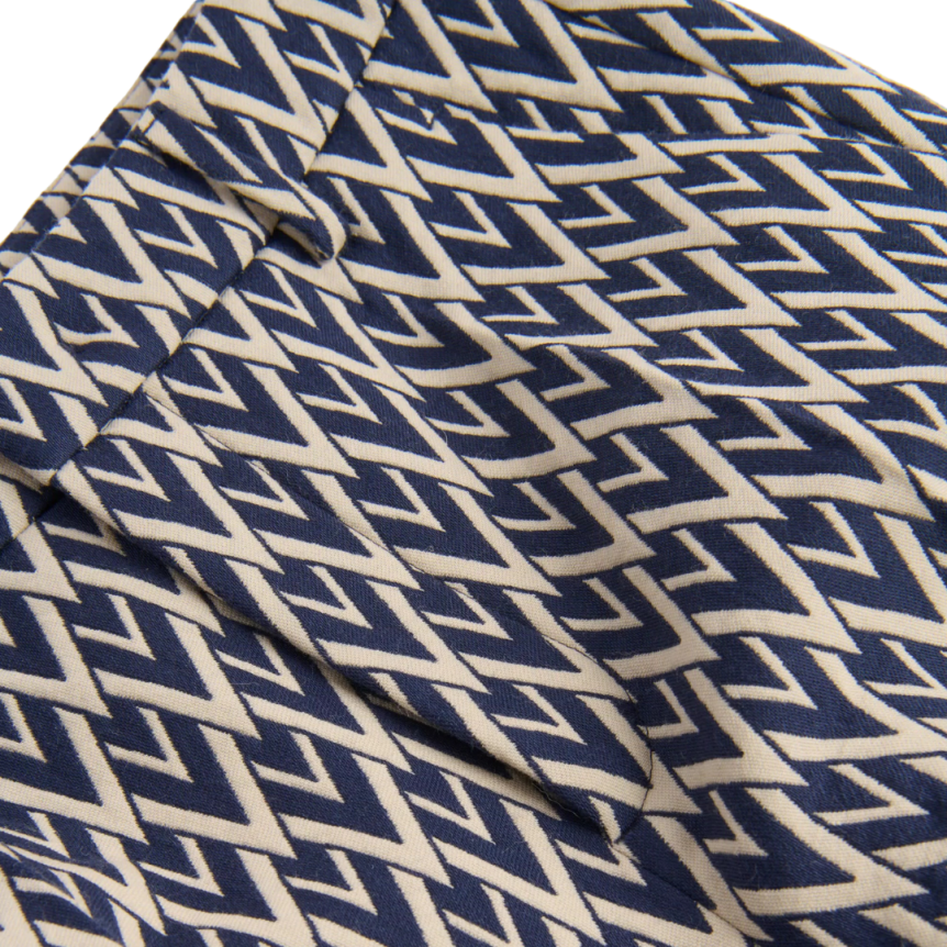 Pantalon à revers VALENTINO laine jacquard V logo bleu marine écru