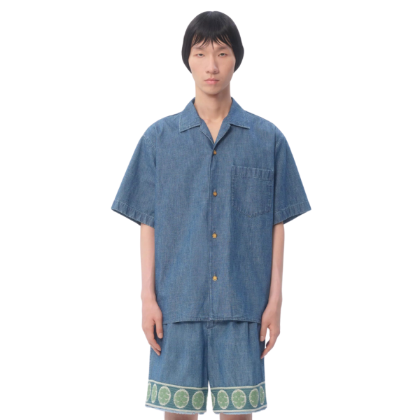 Chemise bowling LOEWE denim coton bleu boutons dorés