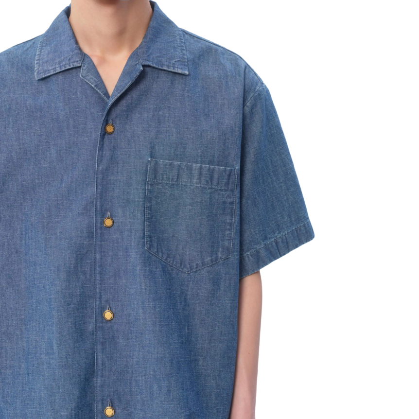 Chemise bowling LOEWE denim coton bleu boutons dorés