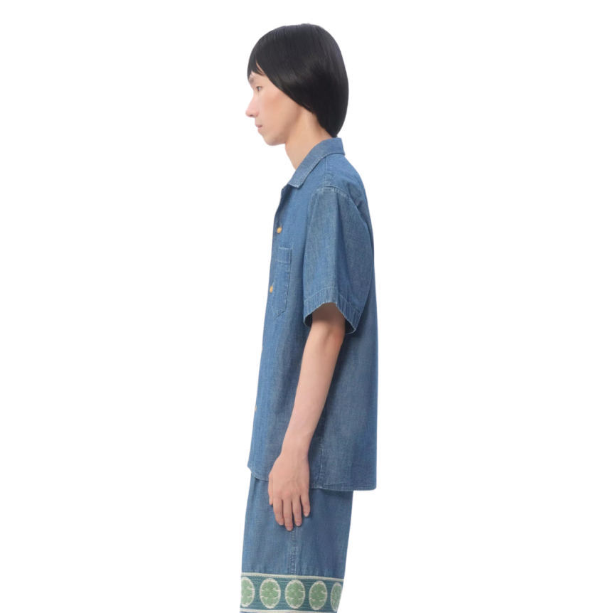 Chemise bowling LOEWE denim coton bleu boutons dorés