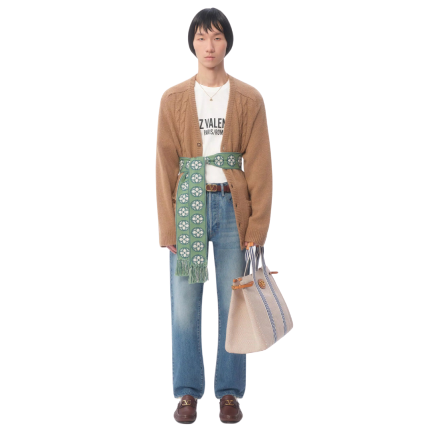 Jean 5 poches VALENTINO denim coton bleu foncé délavé