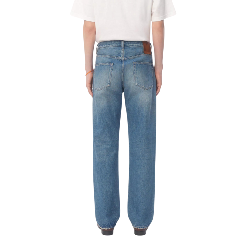 Jean 5 poches VALENTINO denim coton bleu foncé délavé