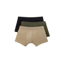 Pack 3 boxers coton bio stretch noir kaki beige coeur
