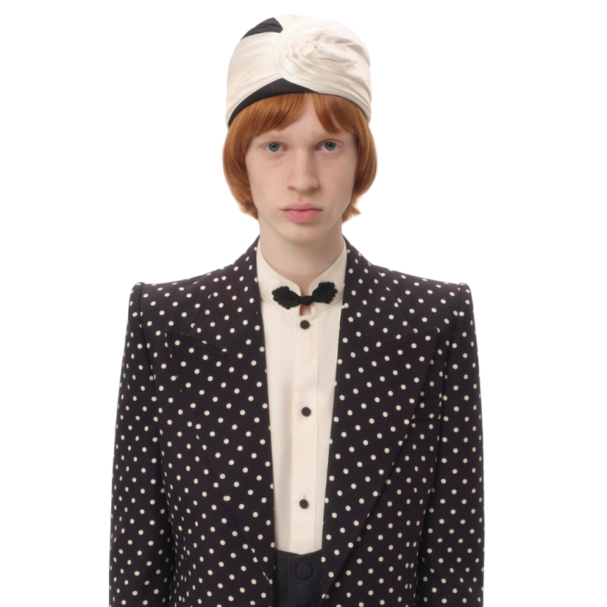 Veste droite VALENTINO soie shantung noir pois blanc