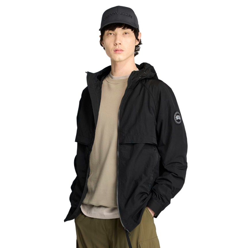 CANADA GOOSE Sweat à capuche coupe vent zippé Faber nylon noir logo noir