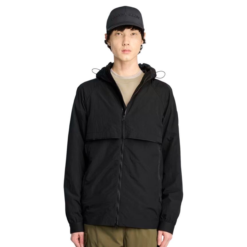 CANADA GOOSE Sweat à capuche coupe vent zippé Faber nylon noir logo noir
