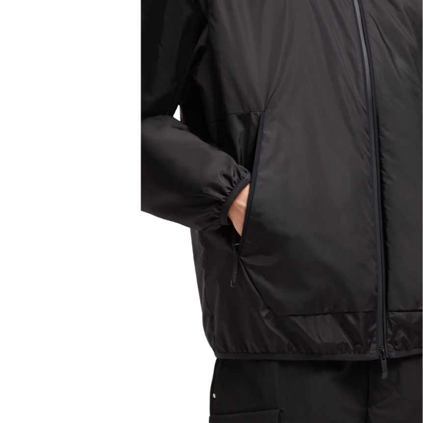Coupe-vent à capuche MONCLER Granier nylon noir  logo réfléchissant dos