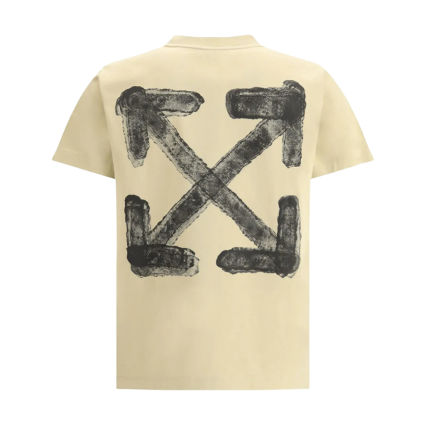 T-shirt col rond cOFF WHITE oton beige logo flèche dos spray noir