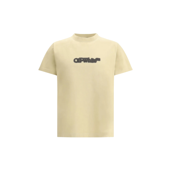 T-shirt col rond cOFF WHITE oton beige logo flèche dos spray noir