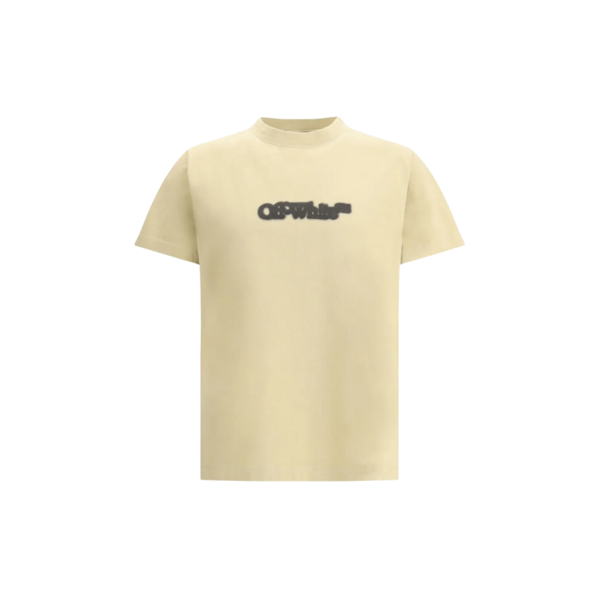 T-shirt col rond cOFF WHITE oton beige logo flèche dos spray noir