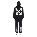 Sweat-shirt à capuche coton noir Spray Arrow blanc