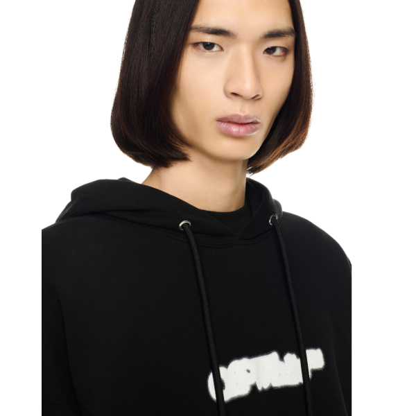 Sweat-shirt à capuche OFF WHITE coton noir Spray Arrow blanc