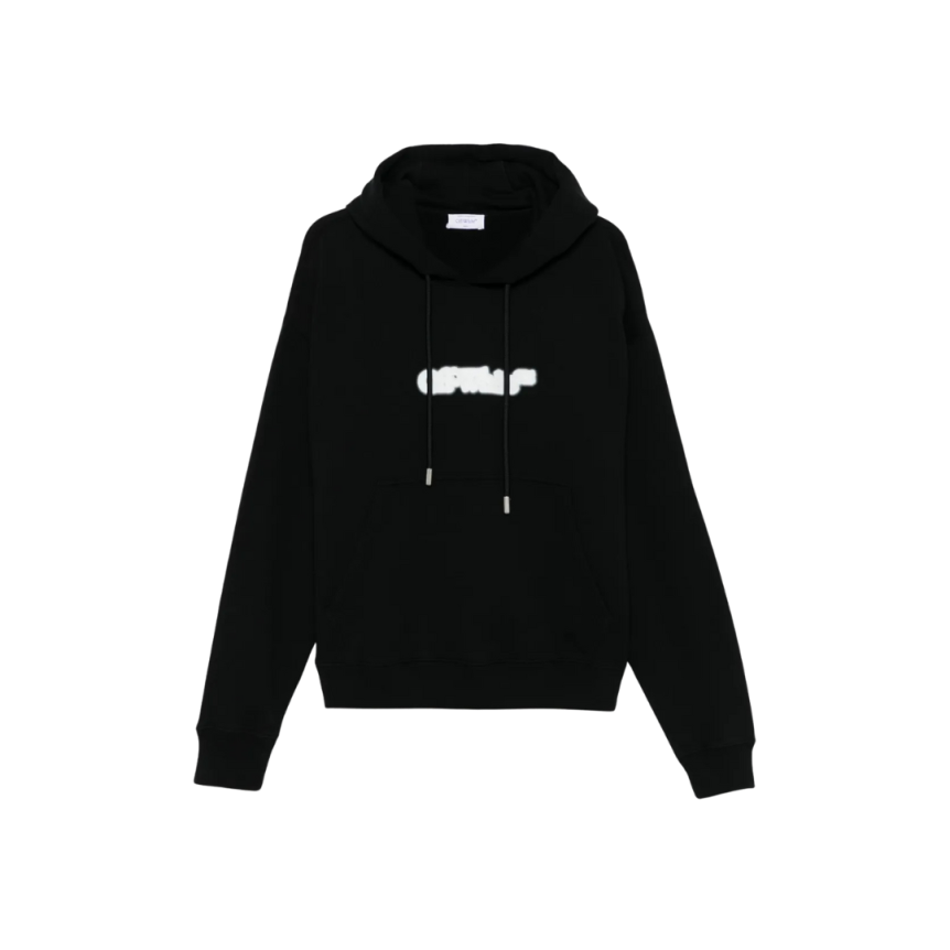 Sweat-shirt à capuche OFF WHITE coton noir Spray Arrow blanc
