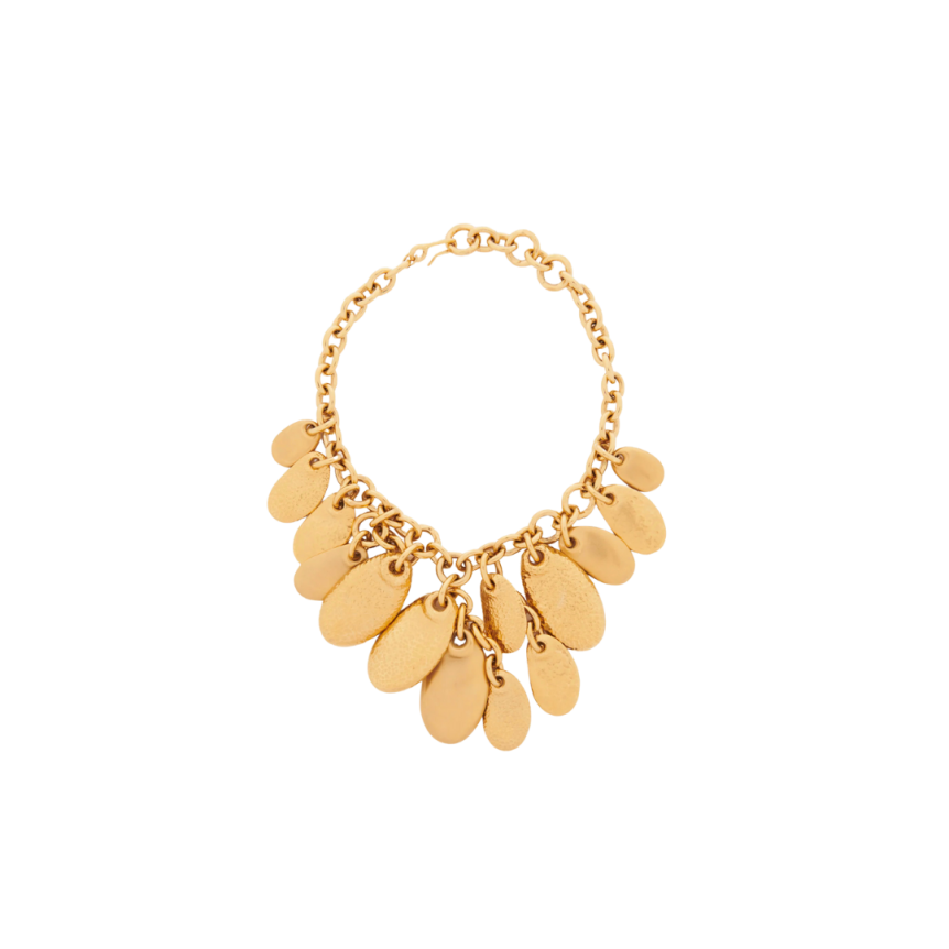 CHLOE Collier Petal pétales martelé laiton doré effet vintage