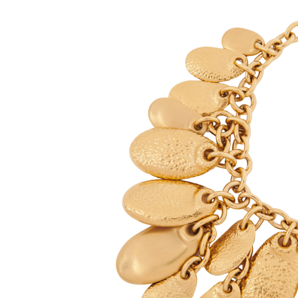 CHLOE Collier Petal pétales martelé laiton doré effet vintage