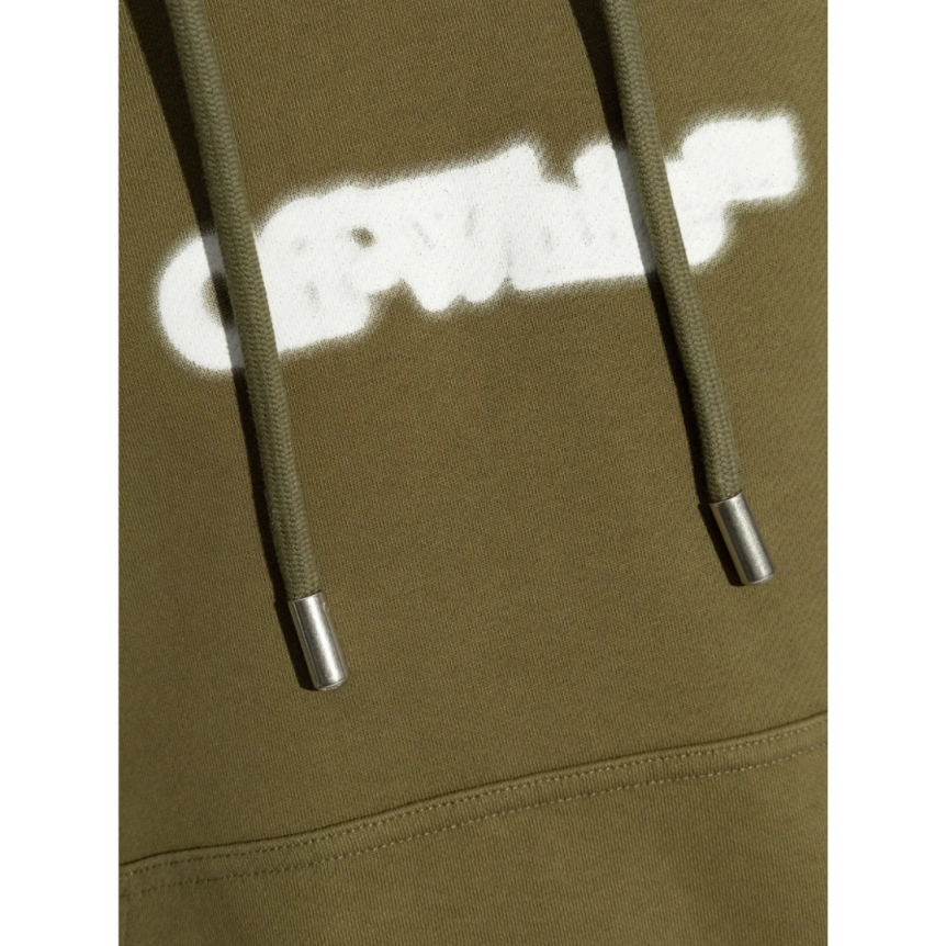 Sweat-shirt à capuche OFF WHITE coton kaki Spray Arrow blanc